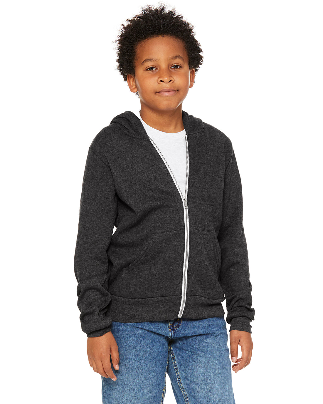 Bella + Canvas 3739Y Youth Sponge Fleece Full-Zip Hooded Sweatshirt