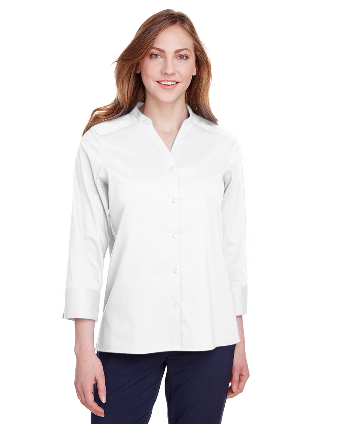 Devon & Jones DG560W Ladies' Crown Collection Stretch Broadcloth 3/4 Sleeve Blouse