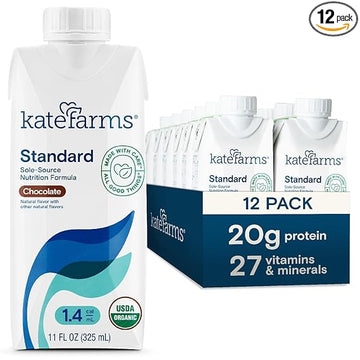 KATE FARMS Organic 1.4 High Calorie Nutrition Shake, Chocolate, 20g Protein, 27 Vitamins and Minerals, Meal Replacement